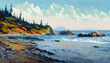 Painting of the coastline of Vancouver Island in British Columbia, Canada