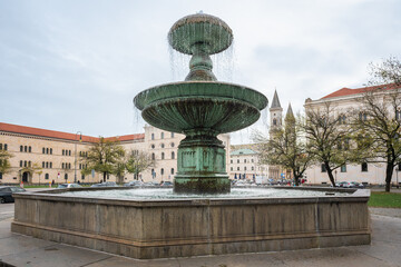 Poster - Fountain at Geschwister-Scholl-Platz (Scholl Siblings Square) - Munich, Bavaria, Germany