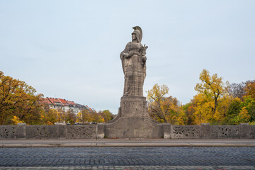 Poster - Pallas Athena Statue at Maximilian Bridge - Munich, Bavaria, Germany