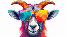 Colorful Goat With Sunglasses