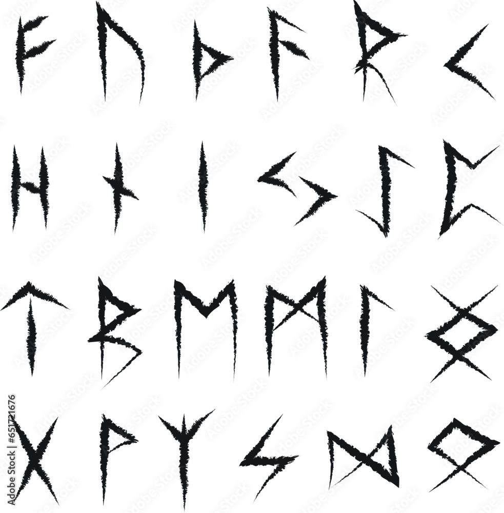 Set of runes. Runic alphabet, futhark. Writing of the ancient Germans ...