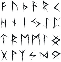 Wall Mural - Set of runes. Runic alphabet, futhark. Writing of the ancient Germans and Scandinavians. Mystical symbols. Esotericism, occultism, magic. Fortune telling, predicting the future. Runes of black lines