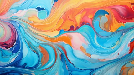 Leinwandbilder - Vibrant Abstract Marbled Acrylic Oil Paint.
