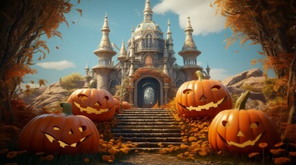 A pumpkin transformed into an enchanting, fairy tale castle.