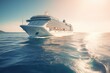 Large cruise ship is sailing on the ocean. Travel concept