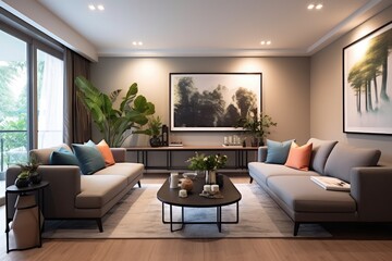 Canvas Print - Modern interior living room decoration renderings