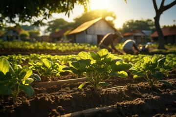 Canvas Print - A concept of sustainable farming techniques in indigenous communities, promoting eco-friendly agriculture. Generative Ai.