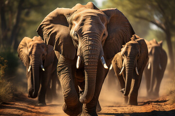 Sticker - A herd of elephants participating in a corporate diversity training session, illustrating the importance of inclusion in the animal world. Generative Ai.