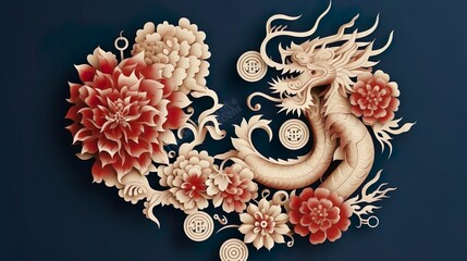 Wall Mural - Happy chinese new year 2024 the dragon zodiac sign