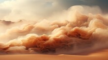 Billowing Sand Clouds Across A Vast Sandy Landscape. Generative AI.