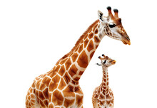 Giraffe And Cute Baby Giraffe, Cut Out