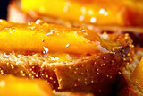 Fototapeta Kuchnia - mango toast, macro shot of a fresh breakfast with Dripping Honey, AI Generated