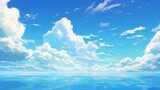 Fototapeta Na sufit - Fantastic and Exotic Allen Planet's Environment: The Floating Island in the Clouds Sea. Video Game's Digital CG Artwork, Concept Illustration, Realistic Cartoon Style Background.Generative AI
