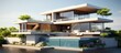 Modern cubic villa rendered in 3D
