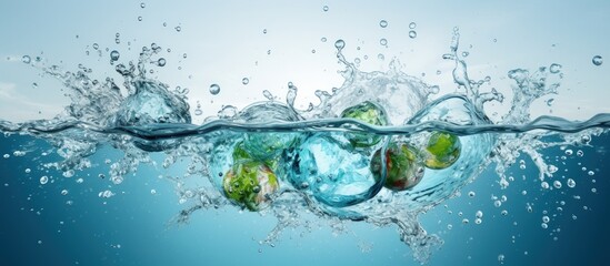 Poster - Earth floating in water isolated environmental concept