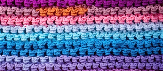 Sticker - Colourful handmade crocheted blanket with textured background