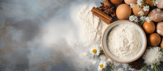 Wall Mural - Mockup for recipe of cookies pie or cake with baking cooking ingredients and utensils in a kitchen setting