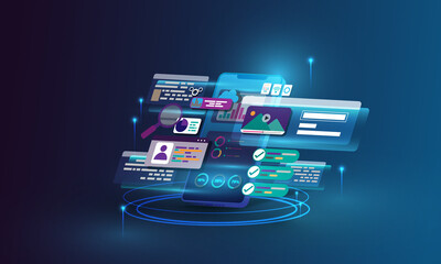 Wall Mural - Abstract technology background, mobile web design concept, data analysis graph