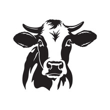 Cow Head Logo Silhouette Vector