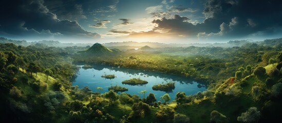 Wall Mural - realistic earth rotation seen from space showcasing amazon rainforest in south america