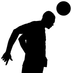 Canvas Print - Digital png illustration of silhouette of male footballer with ball on transparent background