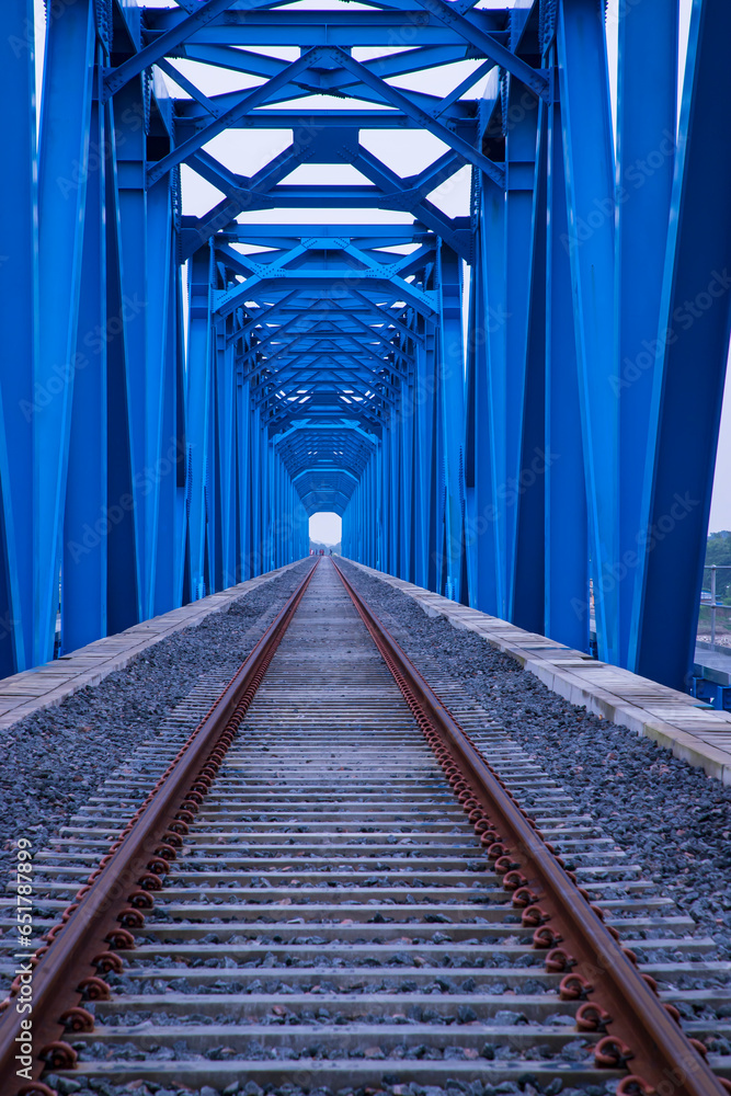 Steel Structure Rail Bridge Over the River in Bangladesh Stock Photo ...