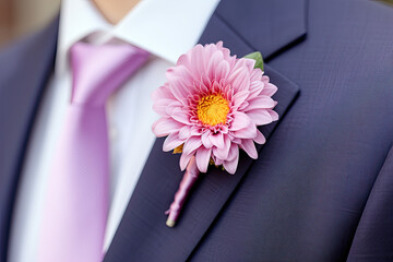 Wall Mural -  A groom's floral lapel pin
