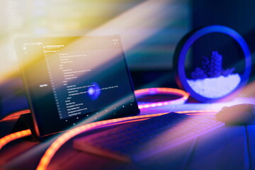 Coding background business data analytics programming online,  digital world technology