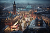 Fototapeta Fototapeta Londyn - Aerial view of Christmas funfair in London