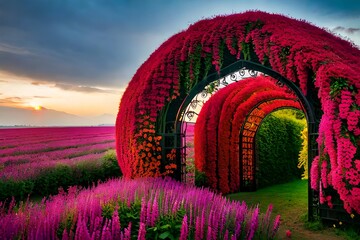 Canvas Print - sunset over field