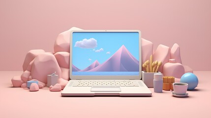 business computer and workspace 3d render ai generated