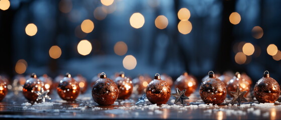 Wall Mural - blurred bokeh light background, christmas and new year holidays background