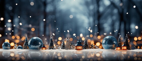 Wall Mural - blurred bokeh light background, christmas and new year holidays background