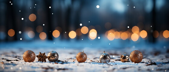 Wall Mural - blurred bokeh light background, christmas and new year holidays background