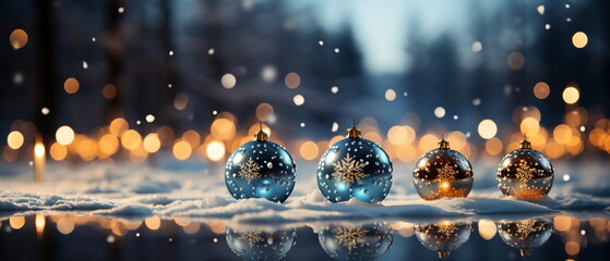 Wall Mural - blurred bokeh light background, christmas and new year holidays background
