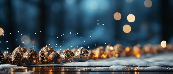 Wall Mural - blurred bokeh light background, christmas and new year holidays background
