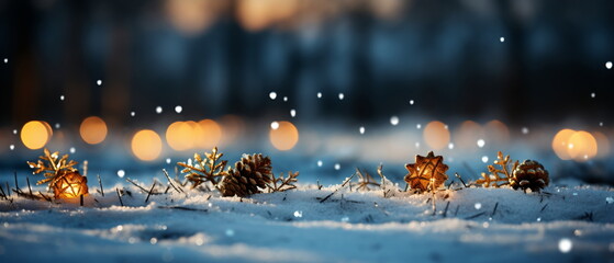 Wall Mural - blurred bokeh light background, christmas and new year holidays background