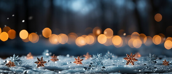 Wall Mural - blurred bokeh light background, christmas and new year holidays background