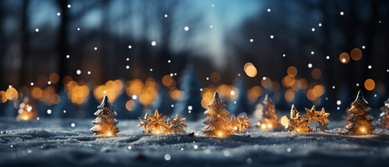 Wall Mural - blurred bokeh light background, christmas and new year holidays background