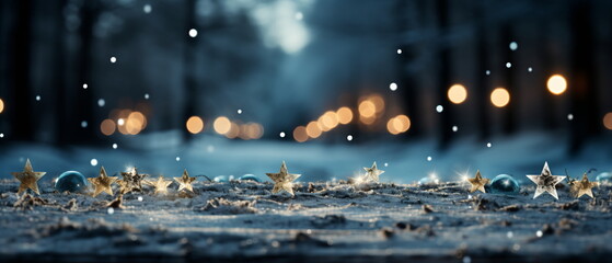 Wall Mural - blurred bokeh light background, christmas and new year holidays background