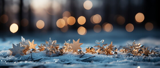 Wall Mural - blurred bokeh light background, christmas and new year holidays background