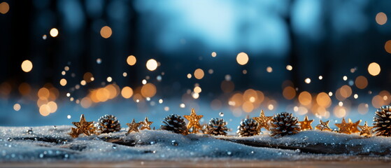 Wall Mural - blurred bokeh light background, christmas and new year holidays background