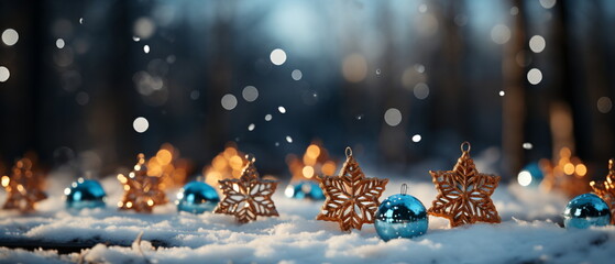 Wall Mural - blurred bokeh light background, christmas and new year holidays background