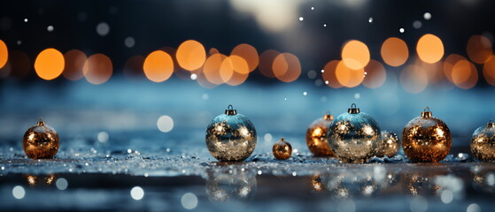 Wall Mural - blurred bokeh light background, christmas and new year holidays background