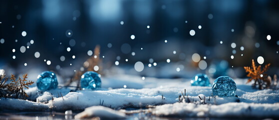 Wall Mural - blurred bokeh light background, christmas and new year holidays background