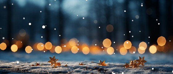 Wall Mural - blurred bokeh light background, christmas and new year holidays background