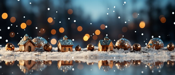 Wall Mural - blurred bokeh light background, christmas and new year holidays background