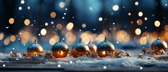 Wall Mural - blurred bokeh light background, christmas and new year holidays background