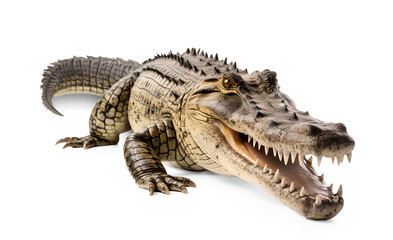 Wall Mural - Crocodile with open mouth on isolated transparent background