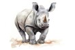 A rhinoceros standing on a white background created with Generative AI technology